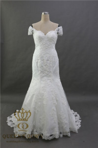 off Shoulder Applique Lace Fashion Wedding Dress